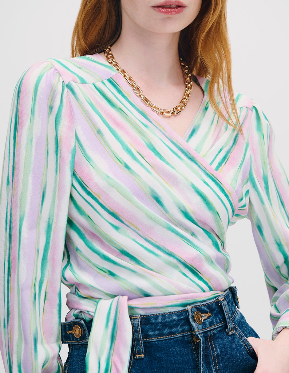 Blusa envolvente manga larga Julio para mujer