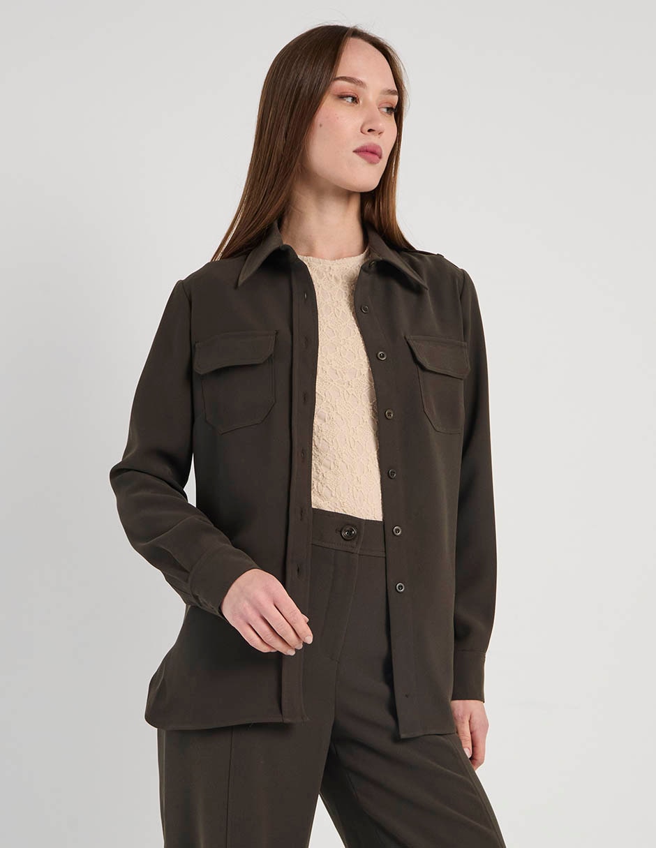 Blusa camisera Ivonne manga larga para mujer