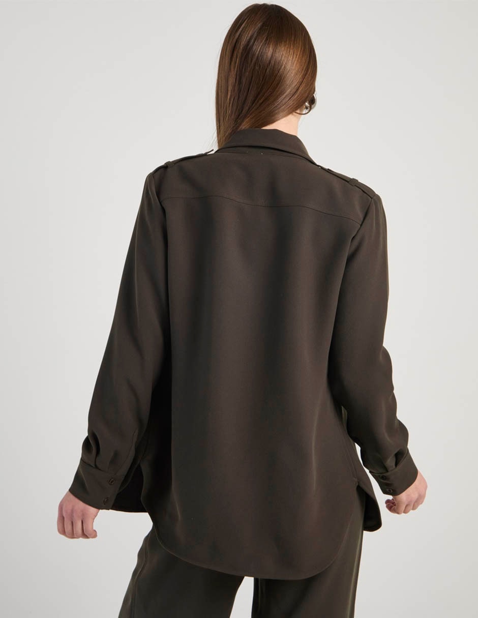 Blusa camisera manga larga para mujer