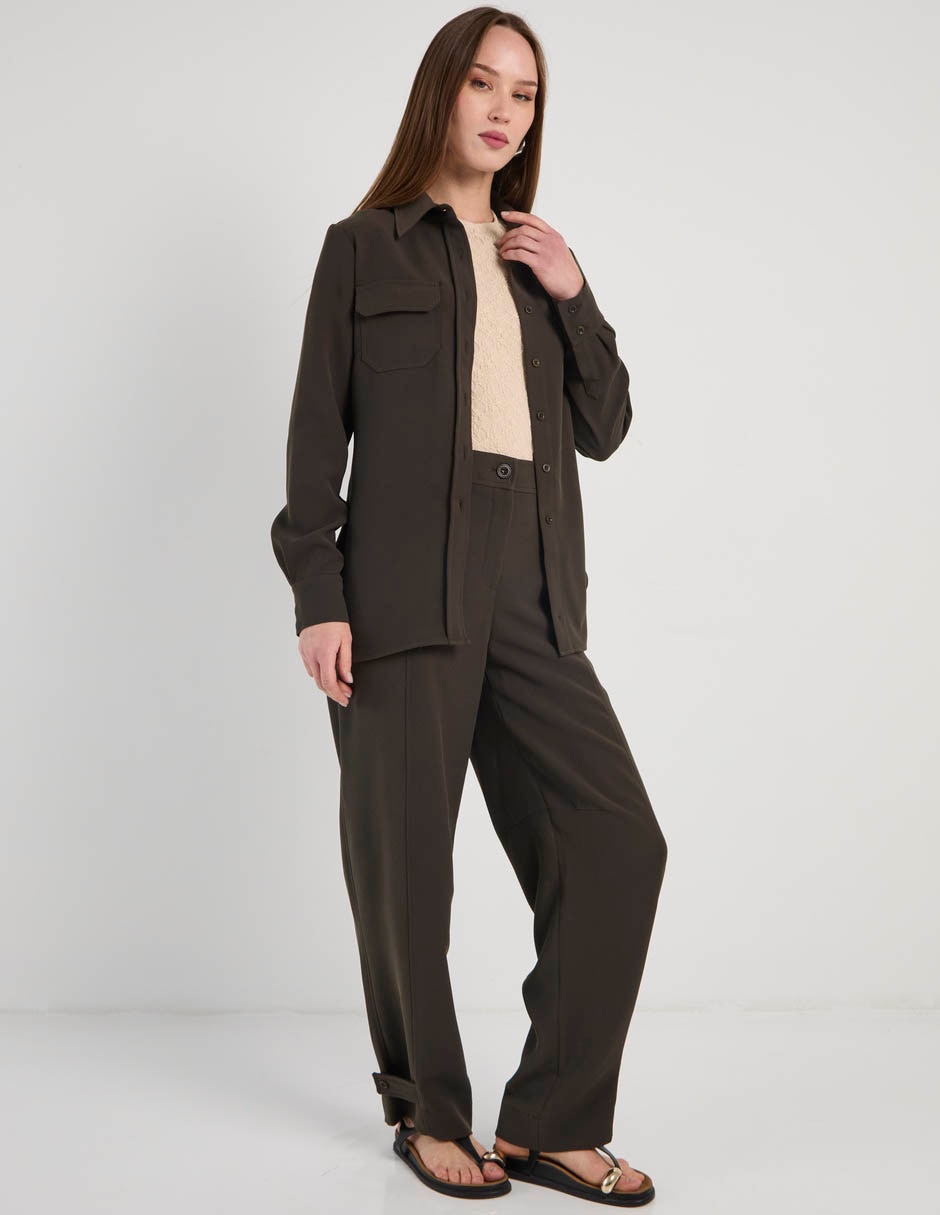 Blusa camisera manga larga para mujer