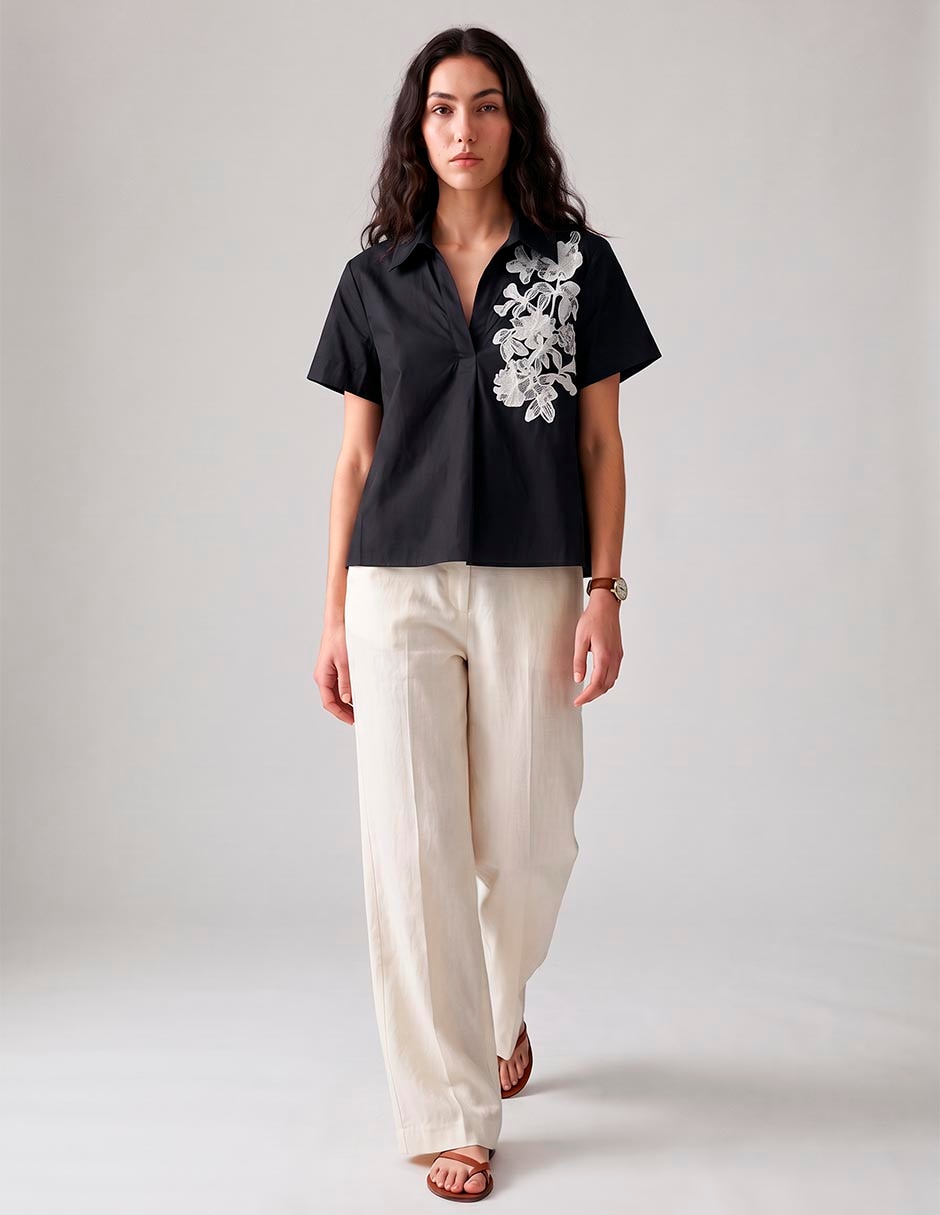 Blusa camisera manga corta para mujer 3