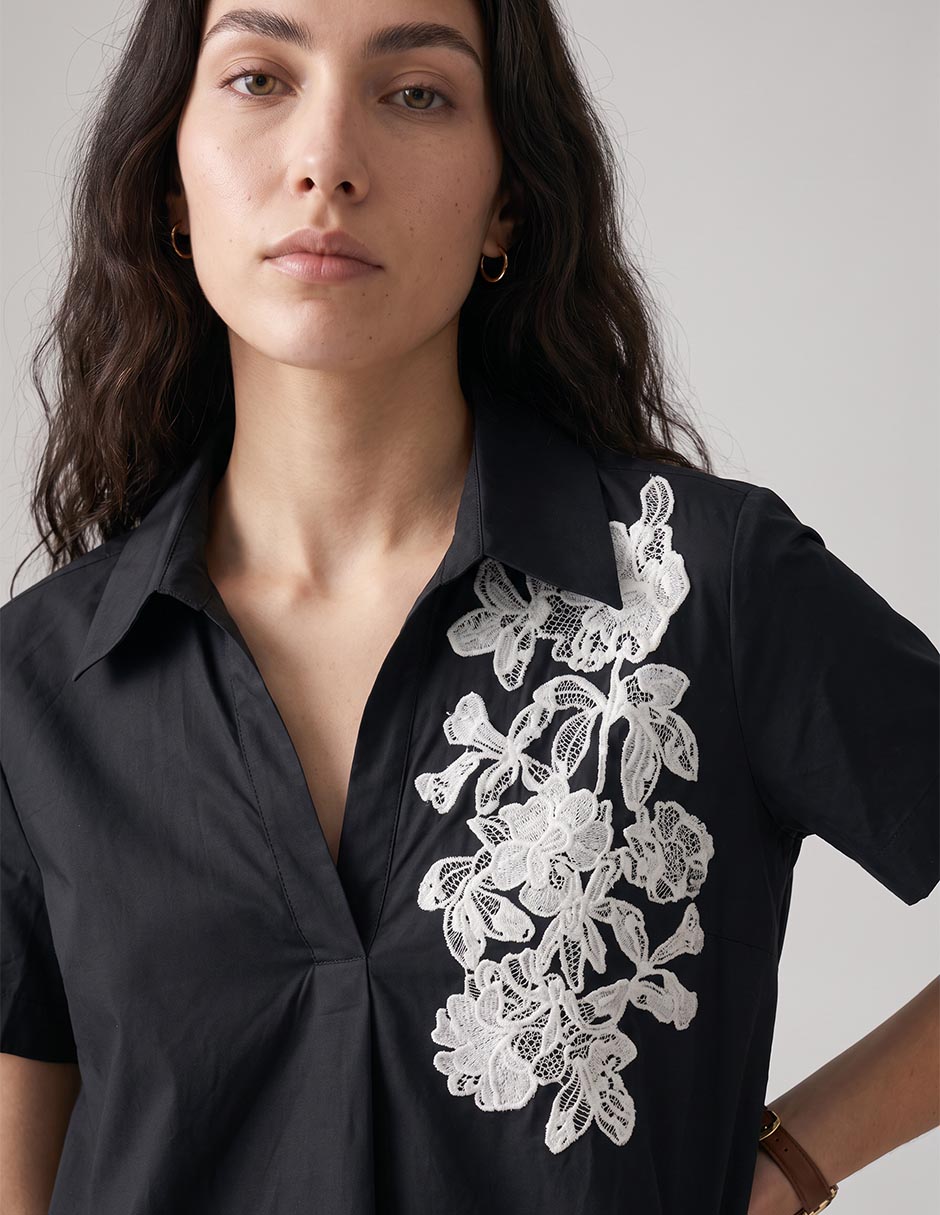 Blusa camisera manga corta para mujer 4