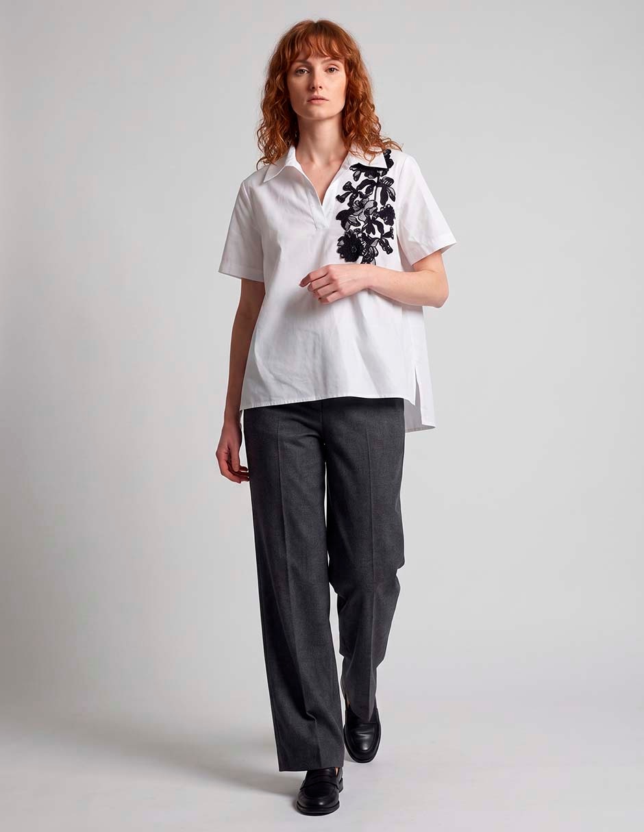 Blusa camisera manga corta para mujer 7