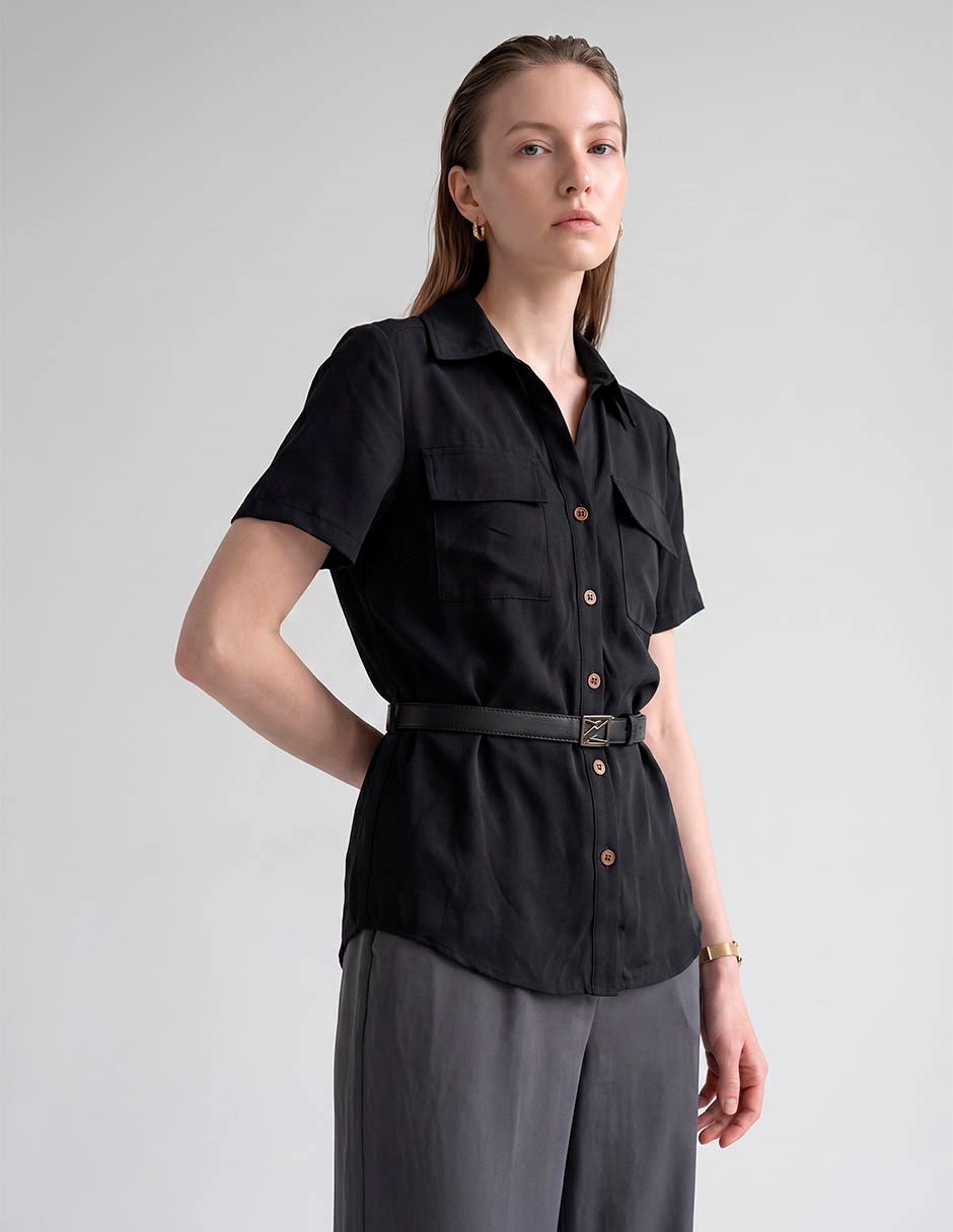 Blusa camisera manga corta para mujer Blusa camisera manga corta para mujer