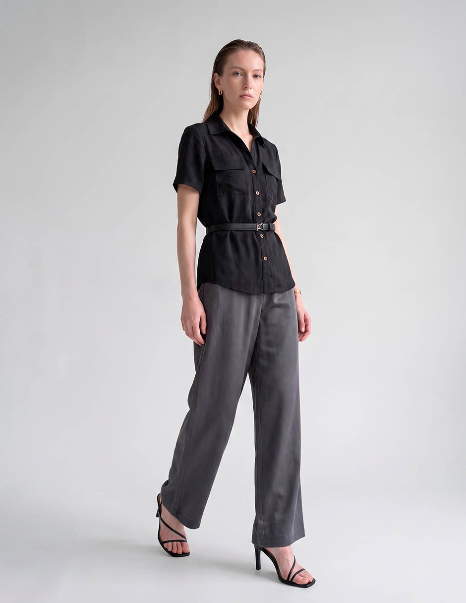 Blusa camisera manga corta para mujer 3