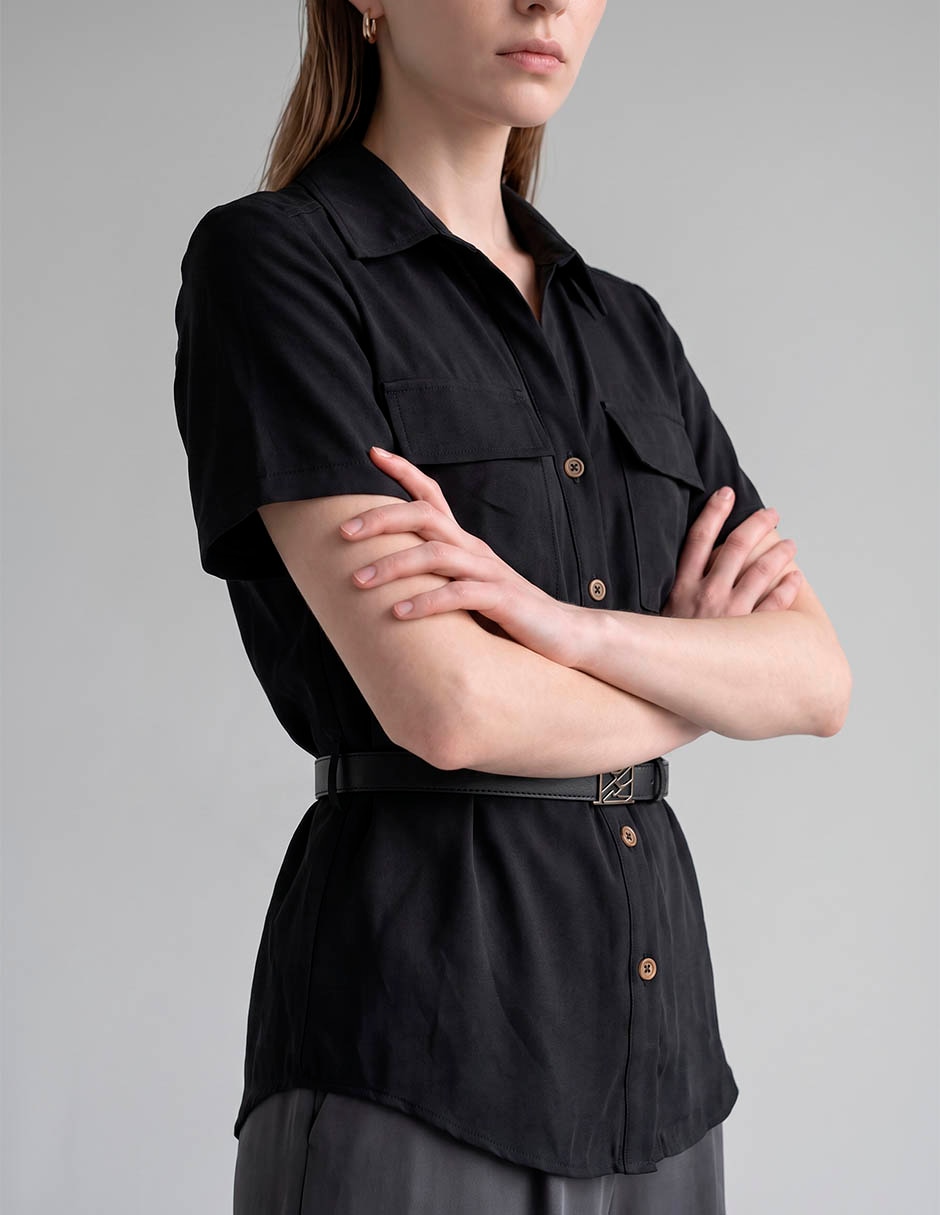 Blusa camisera manga corta para mujer 2