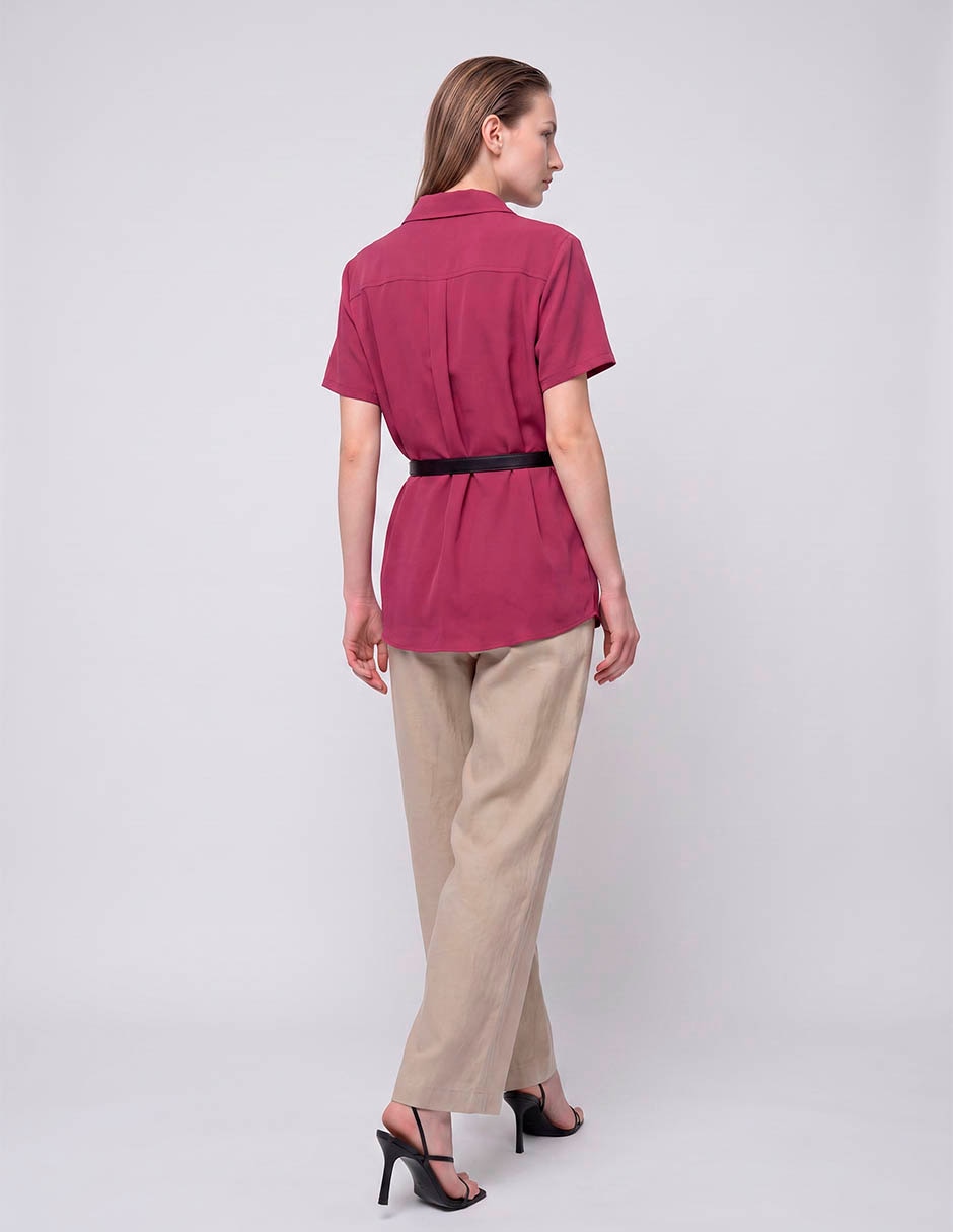 Blusa camisera manga corta para mujer 4