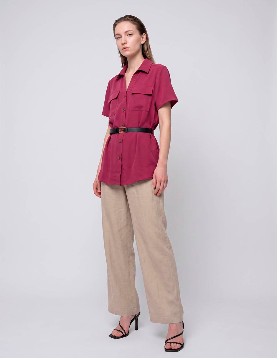 Blusa camisera manga corta para mujer 3