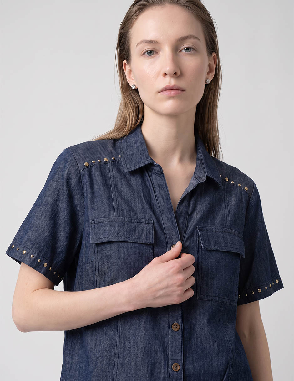 Blusa camisera manga corta para mujer 2