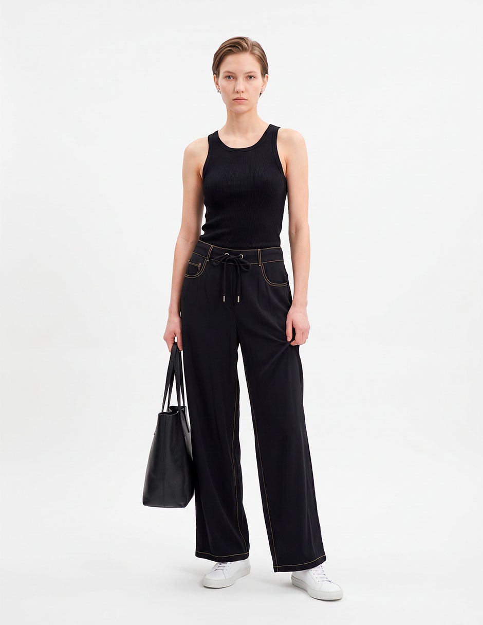 Pants wide leg con agujeta para mujer 3