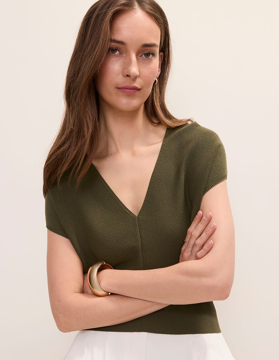 Suéter cuello v para mujer 3