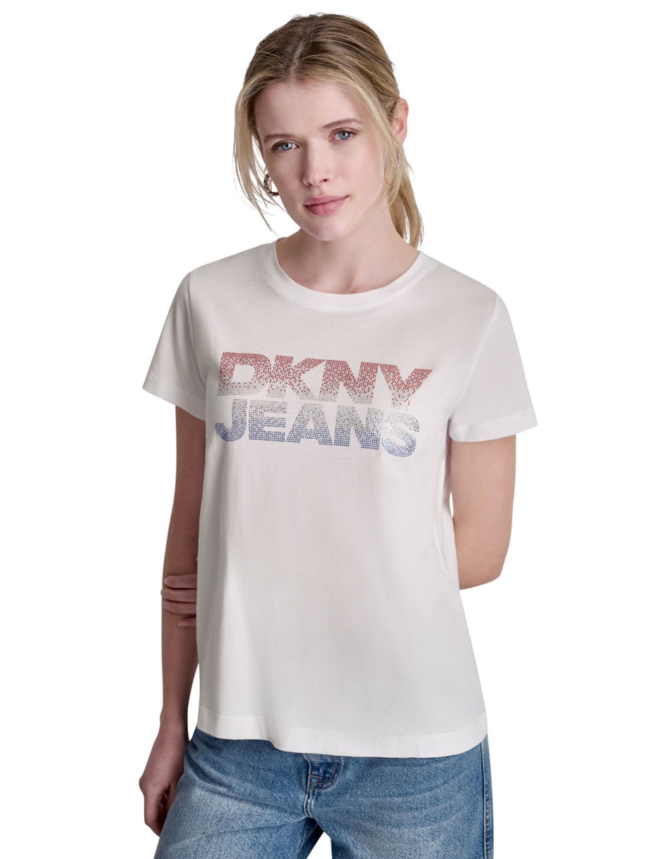Playera manga corta dkny cuello redondo para mujer Playera manga corta dkny cuello redondo para mujer