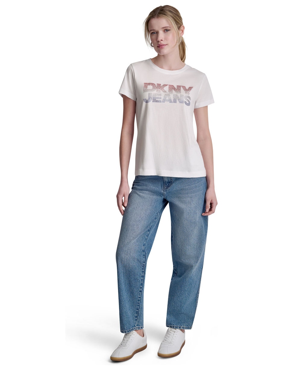 Playera manga corta dkny cuello redondo para mujer 2