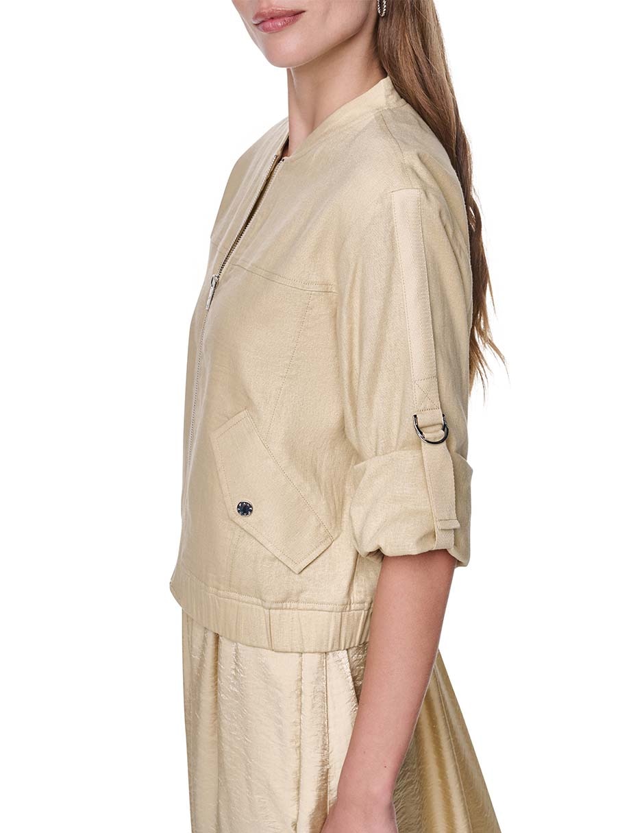 Chamarra bomber Dkny de lino para mujer