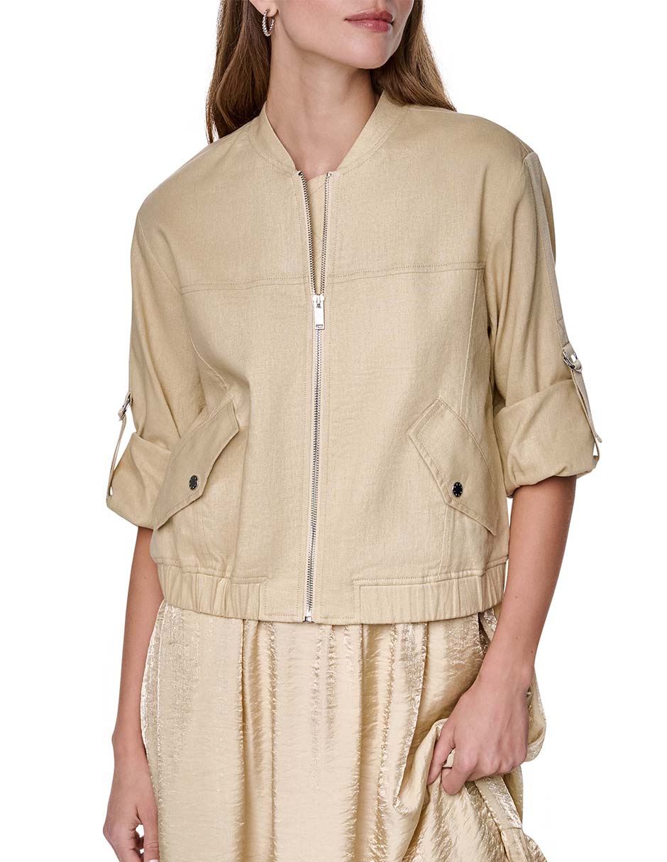 Chamarra bomber Dkny de lino para mujer