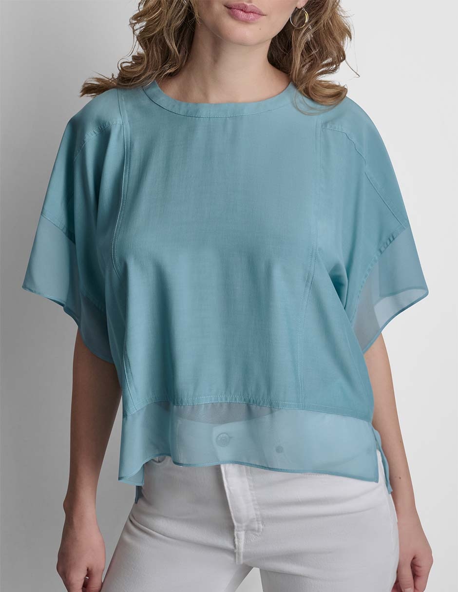 Blusa manga al codo para mujer