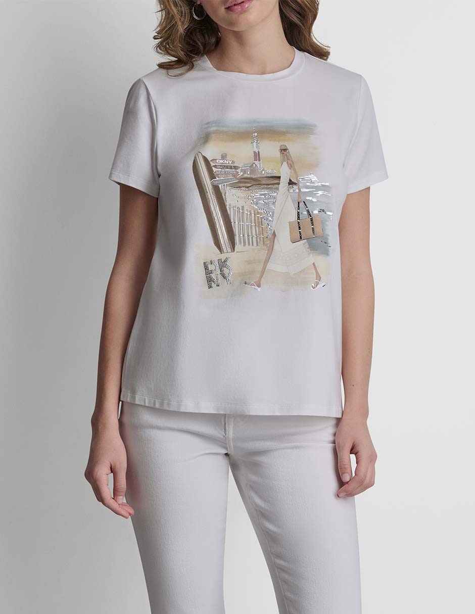 Playera manga corta cuello redondo para mujer 3