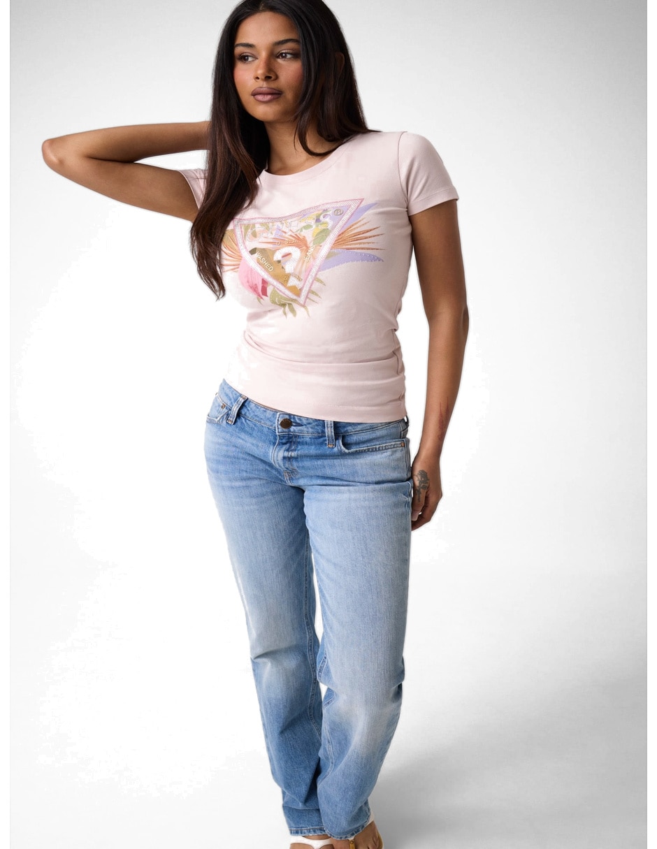 Playera manga corta cuello redondo para mujer