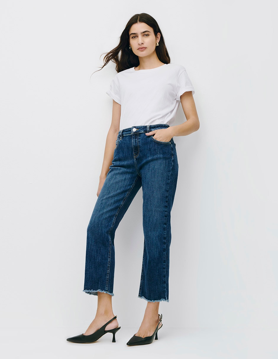 Jeans straight corte cintura para mujer 4