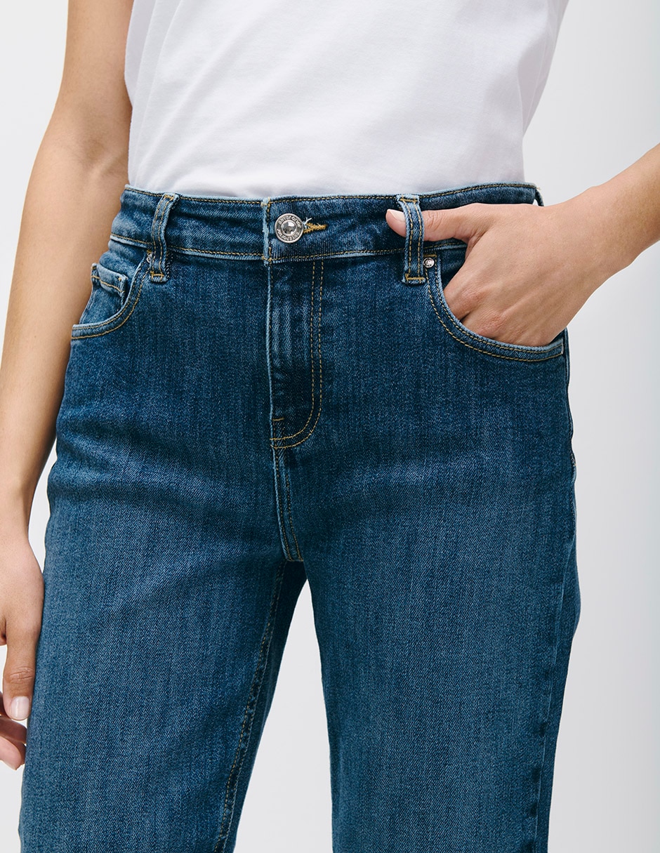 Jeans straight corte cintura para mujer 2