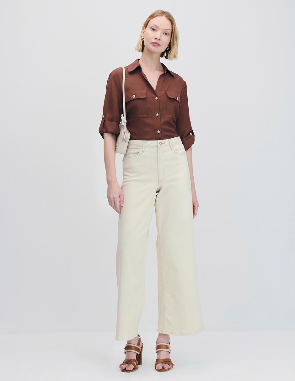 Blusa camisera manga corta para mujer 6