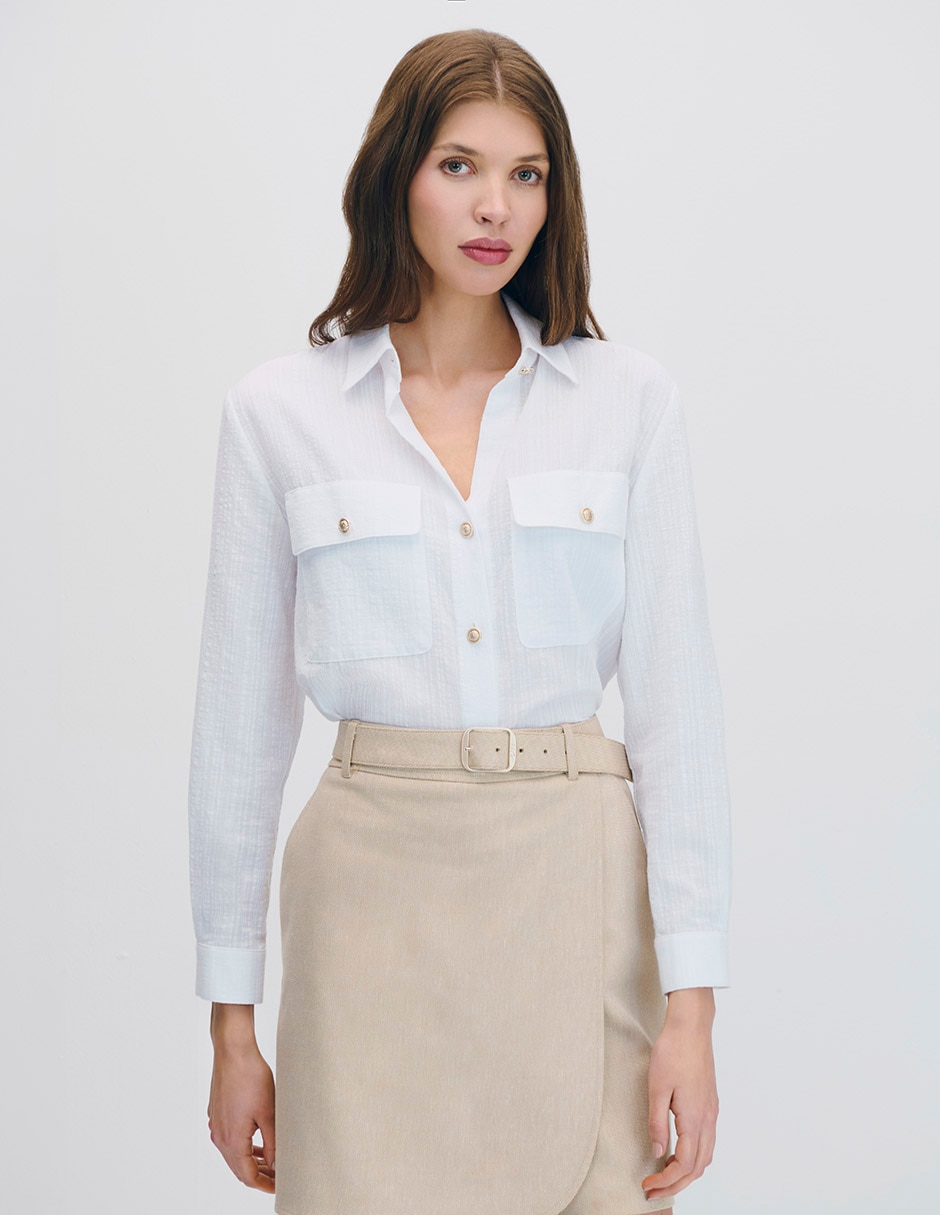 Blusa camisera manga larga para mujer 1