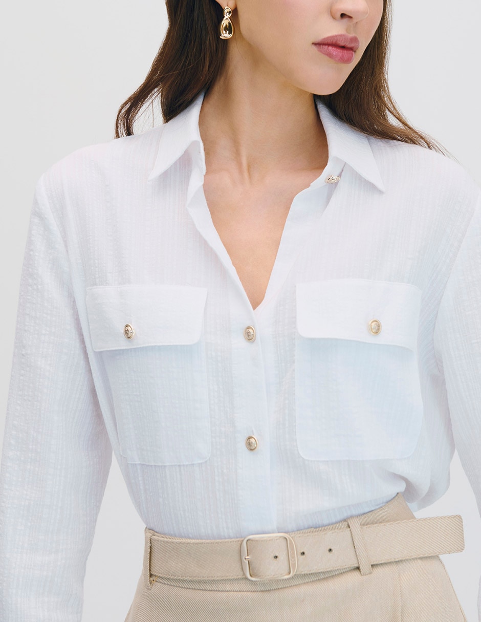 Blusa camisera manga larga para mujer 7
