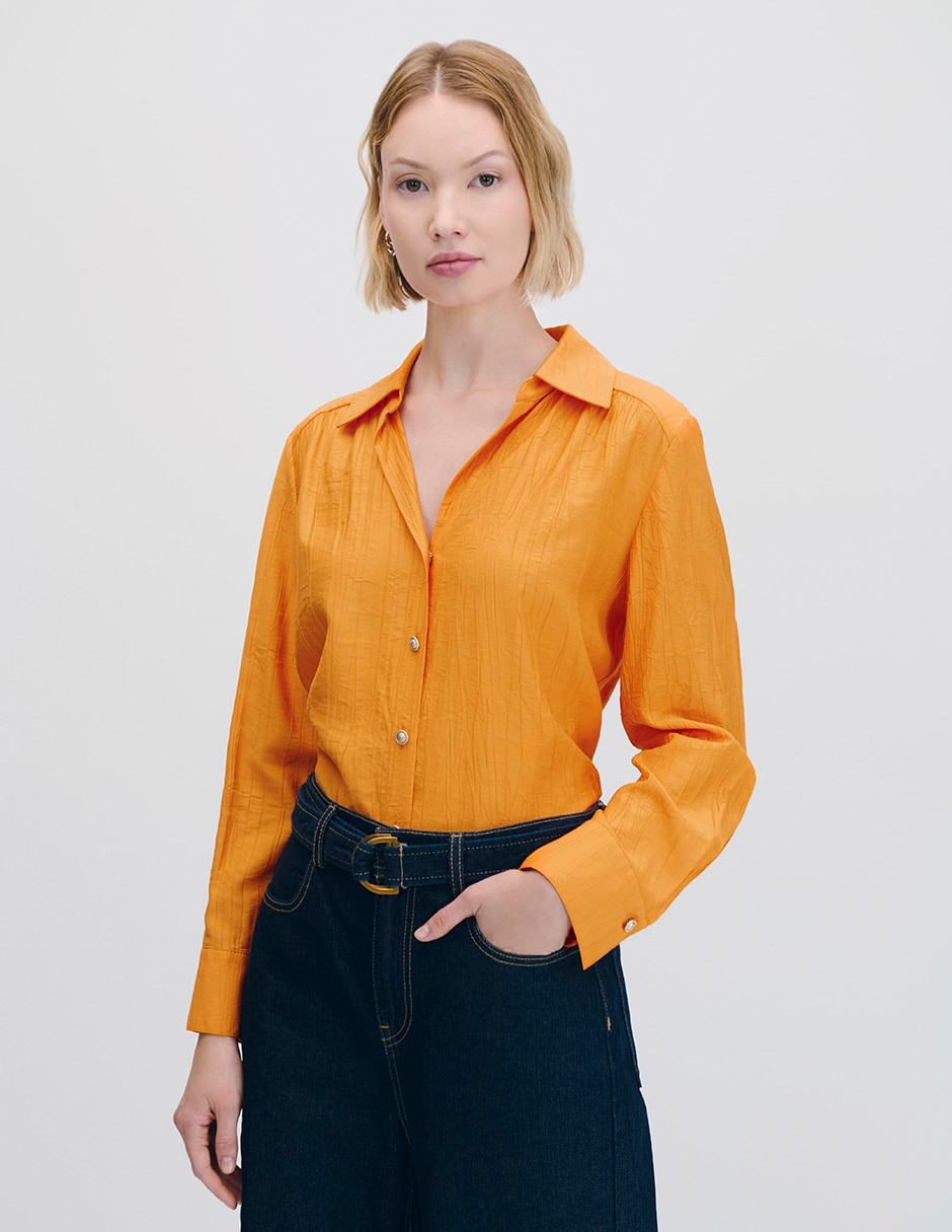 Blusa camisera manga larga para mujer 1