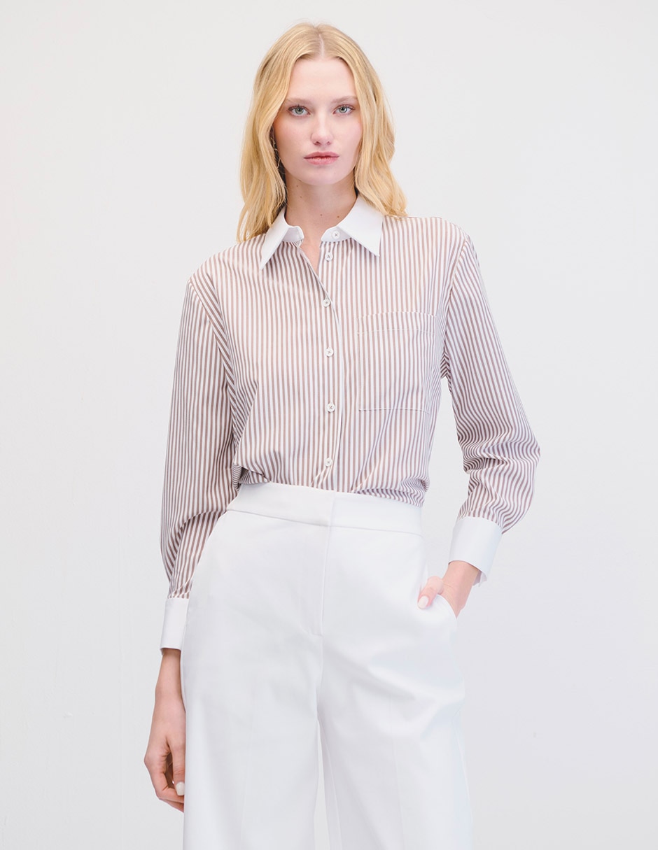 Blusa camisera manga larga para mujer 1
