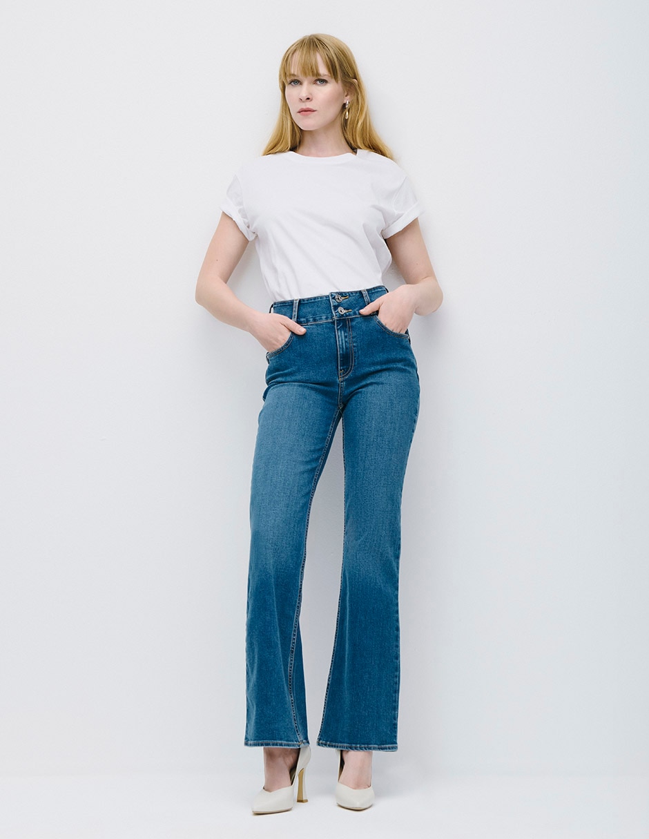 jeans regular boot cintura alta boot c.p. para mujer 2