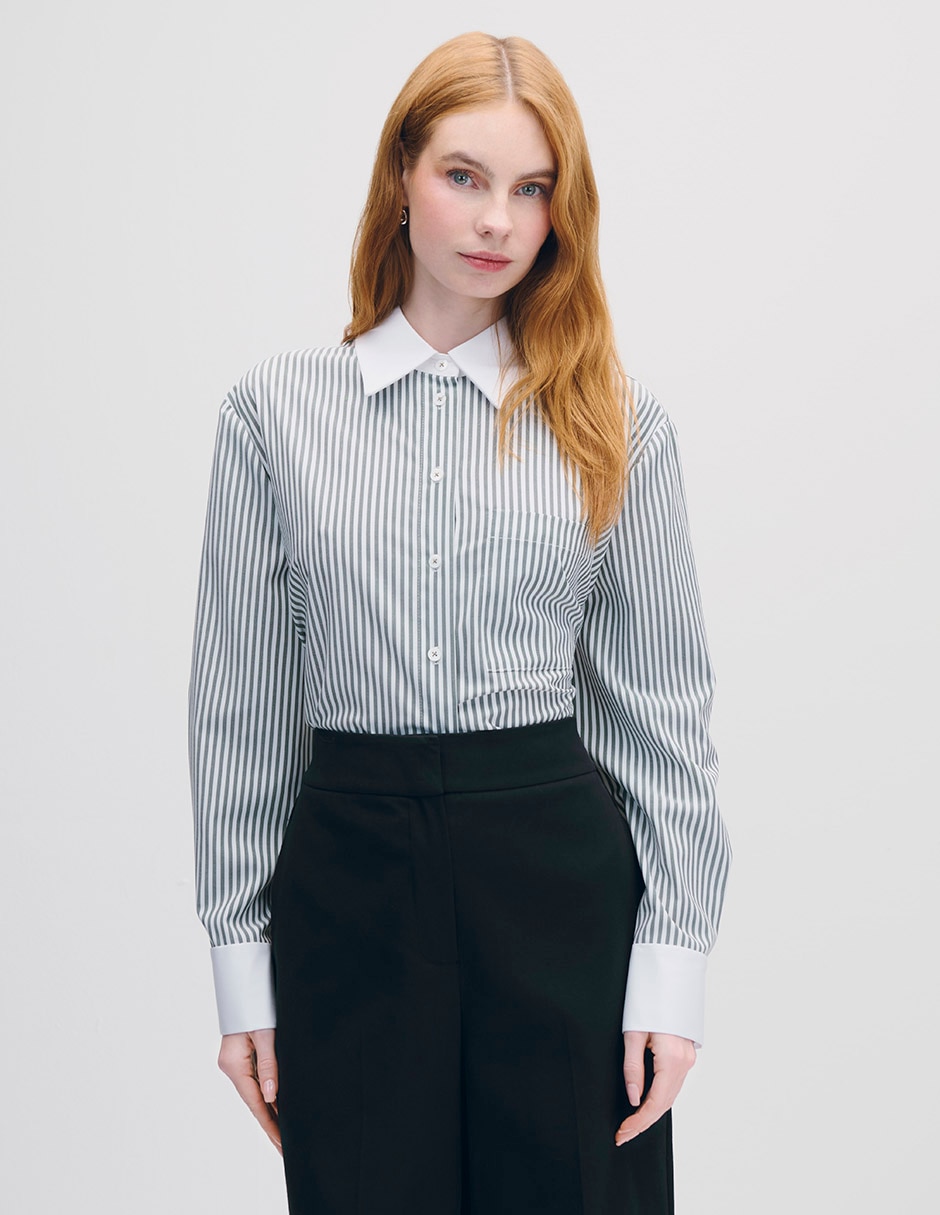 Blusa camisera manga larga para mujer 1