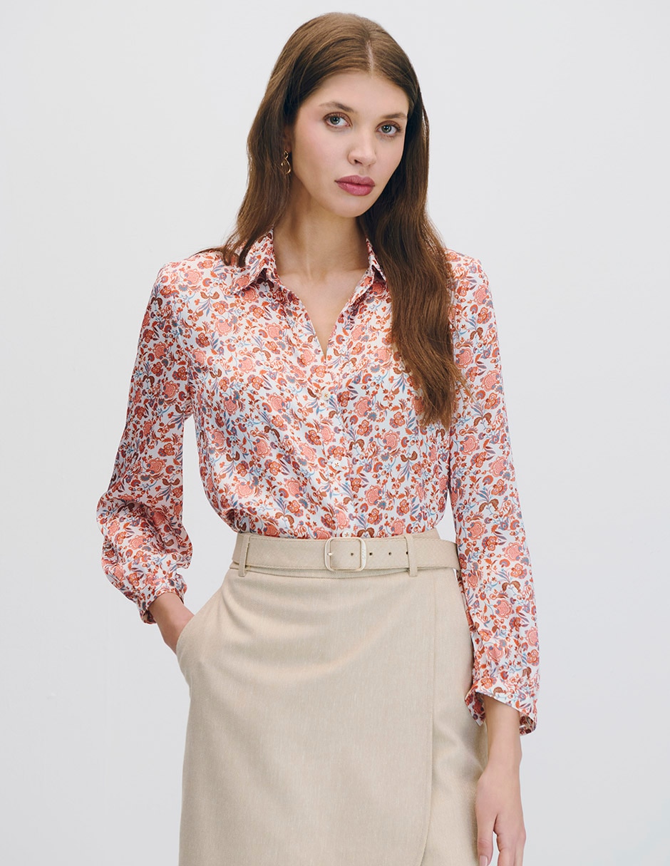 Blusa camisera manga larga para mujer 1