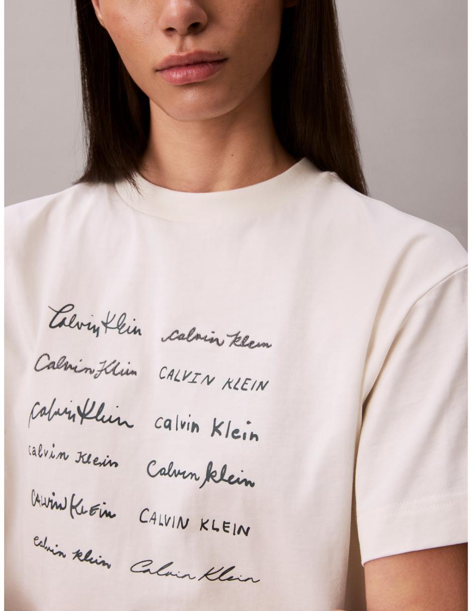 Manga corta calvin klein cuello redondo para mujer