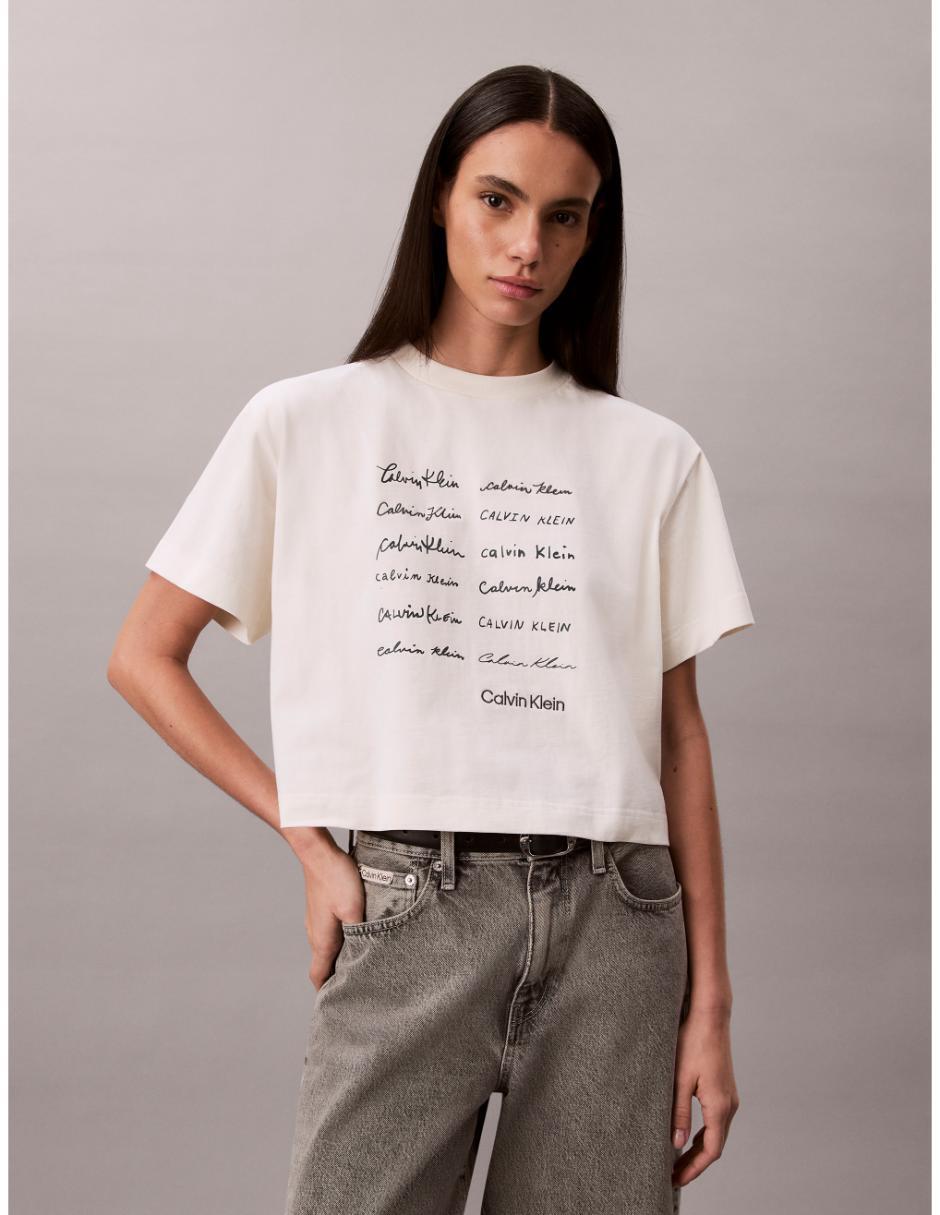 Manga corta calvin klein cuello redondo para mujer