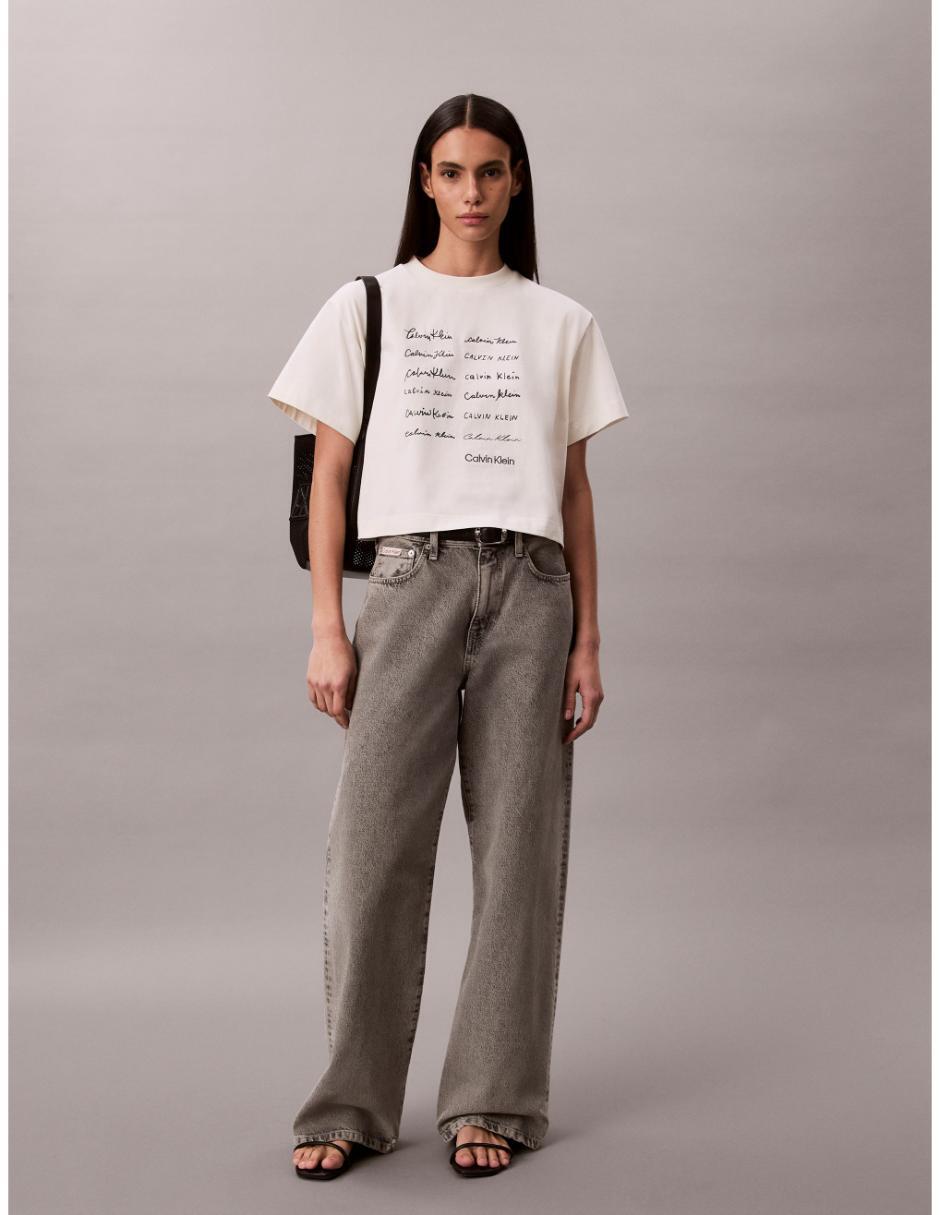 Manga corta cuello redondo para mujer