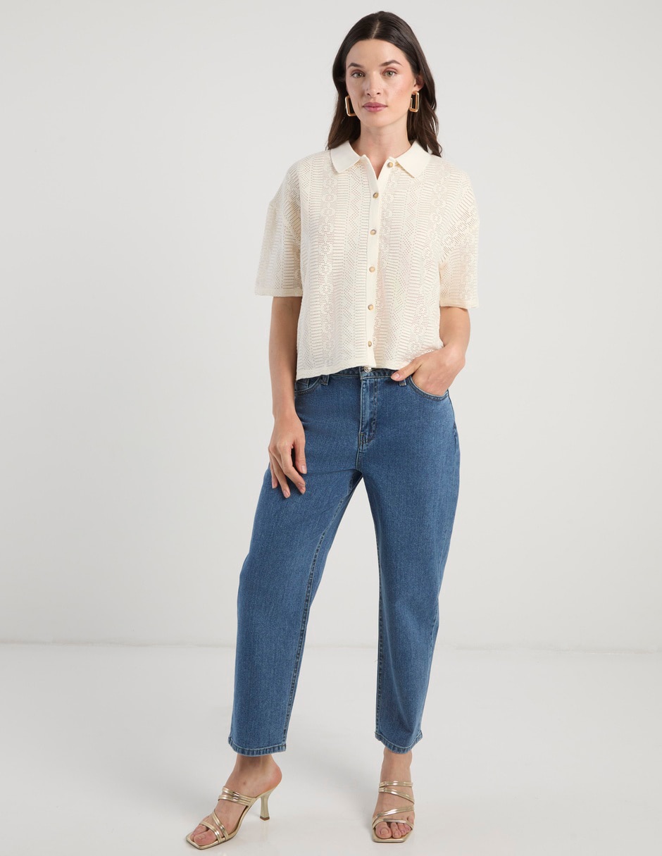 Blusa camisera manga 3/4 para mujer