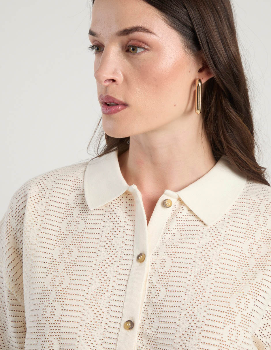 Blusa camisera manga 3/4 para mujer