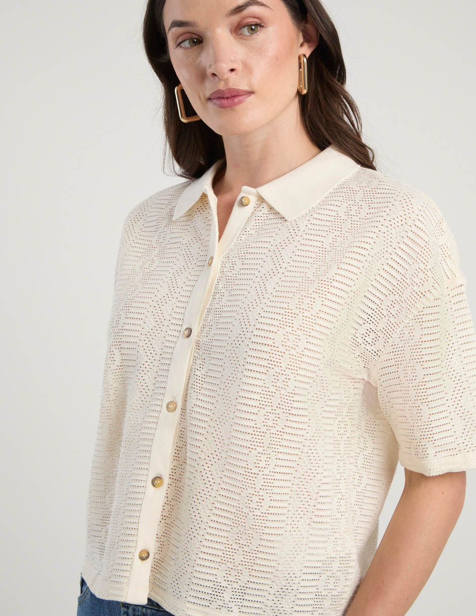 Blusa camisera manga 3/4 para mujer