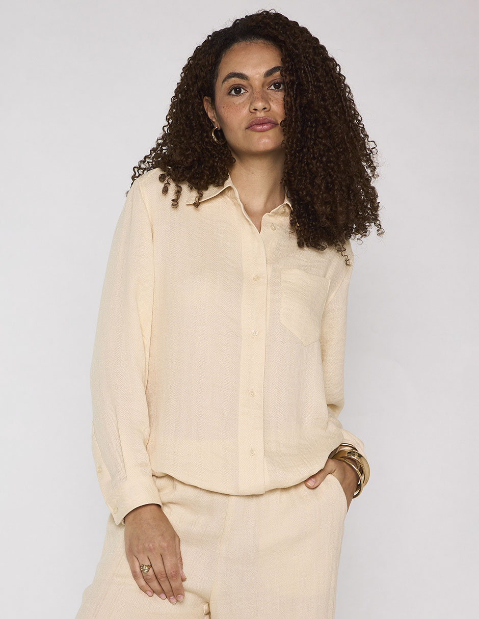 Blusa camisera manga larga para mujer