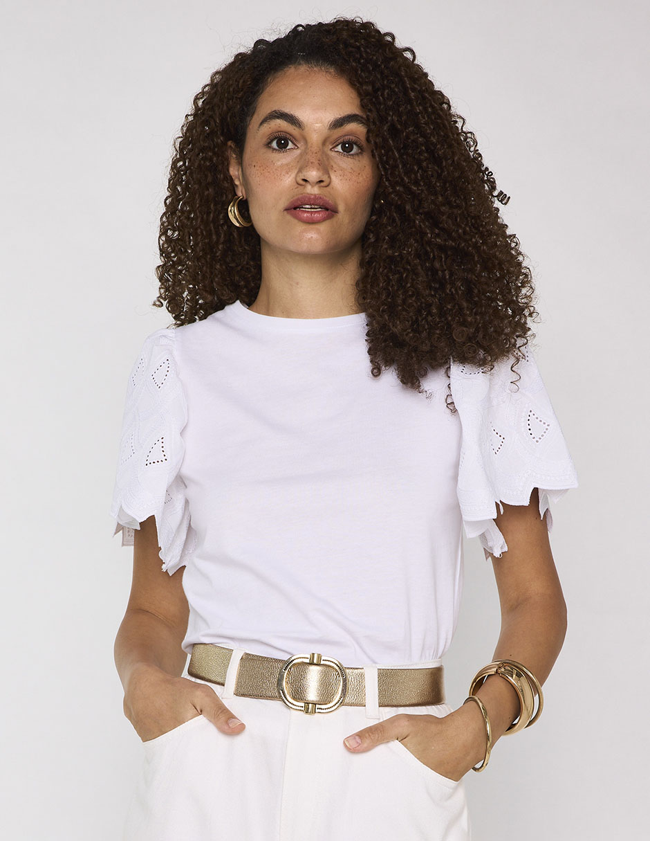 Playera manga corta cuello redondo para mujer