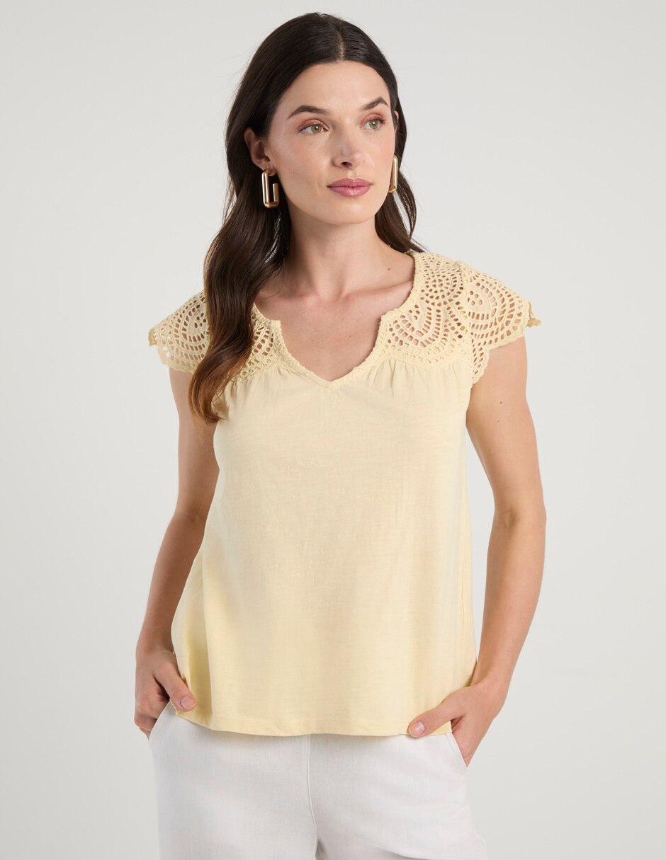 Blusa manga corta cuello v para mujer Blusa manga corta cuello v para mujer