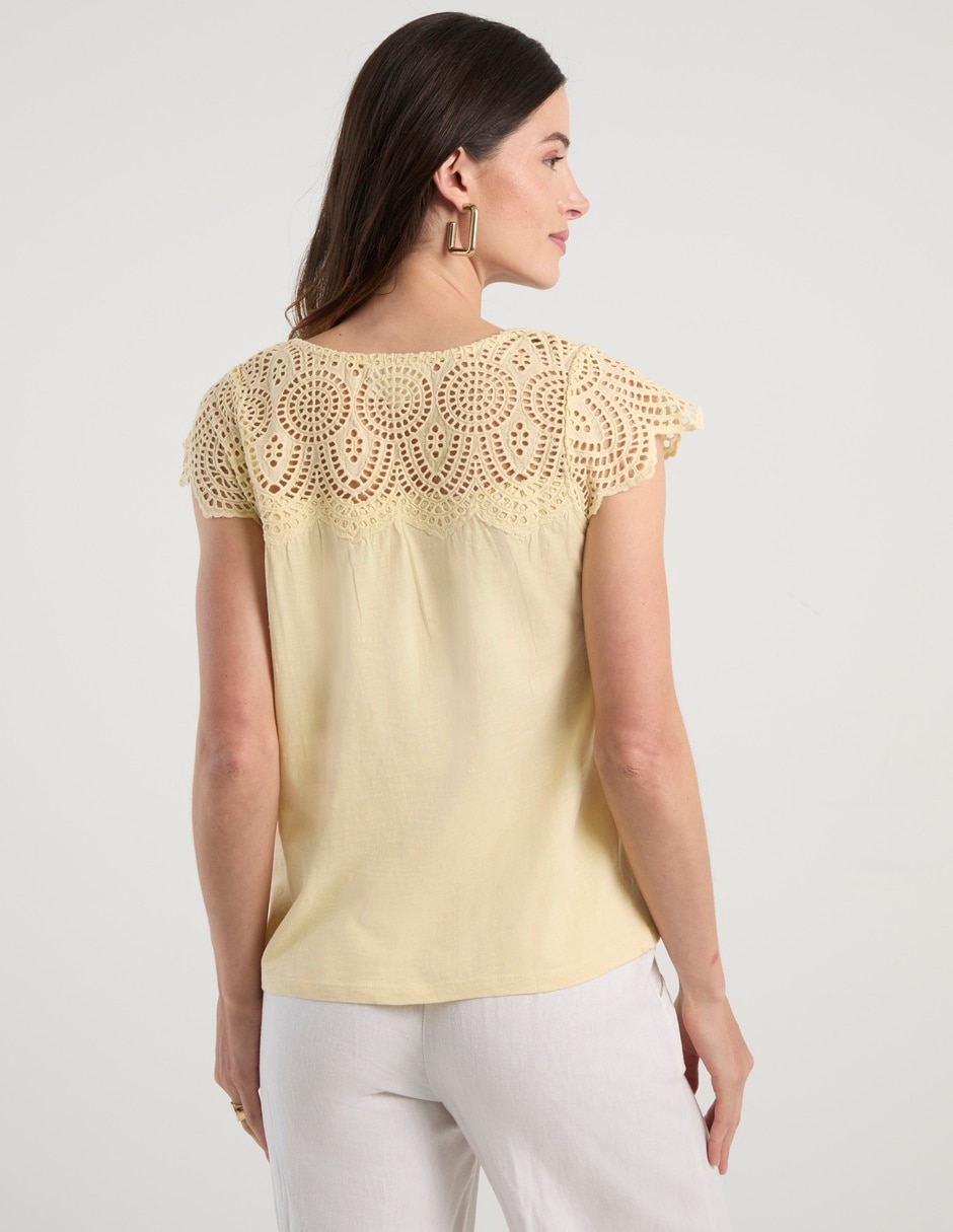 Blusa manga corta cuello v para mujer 11