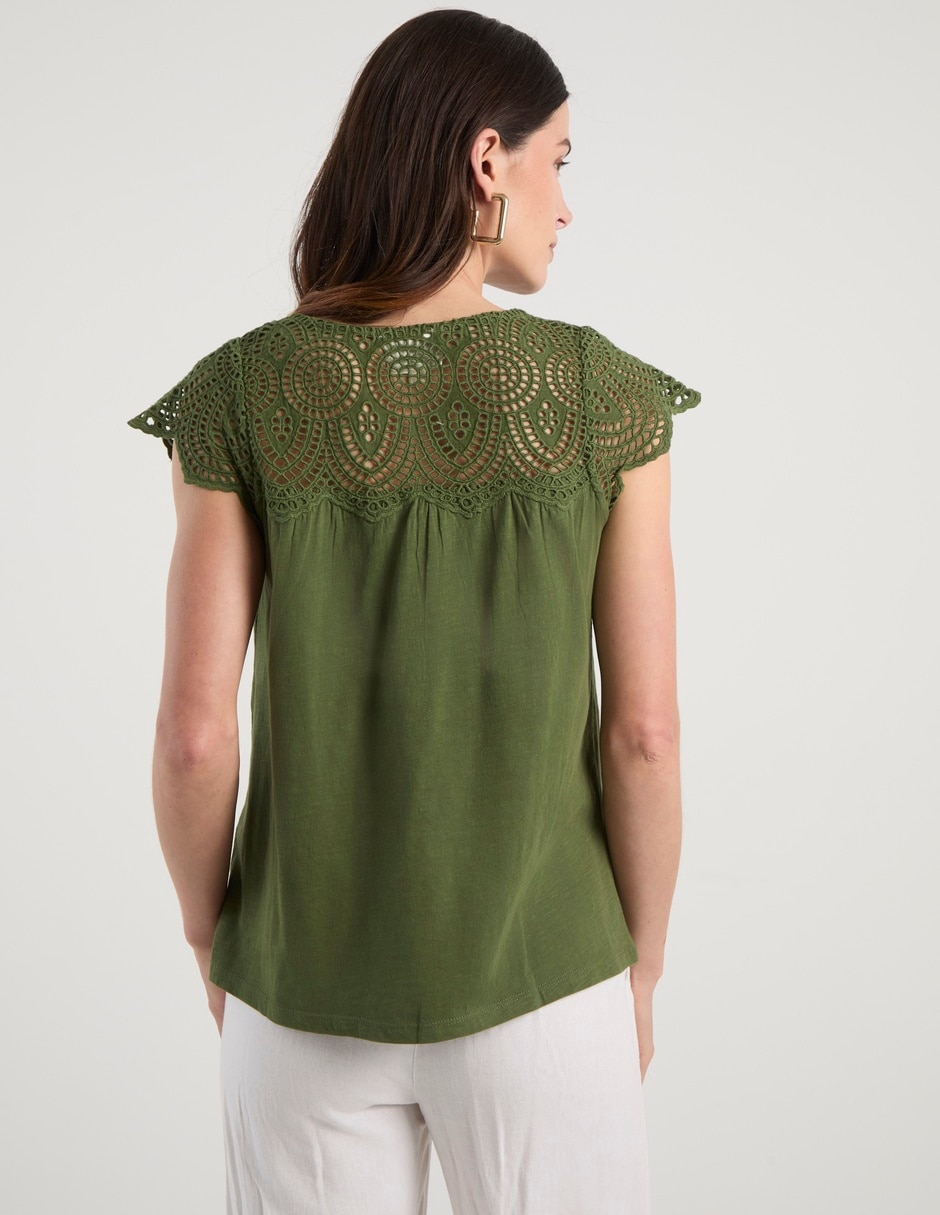 Blusa manga corta cuello V para mujer 6