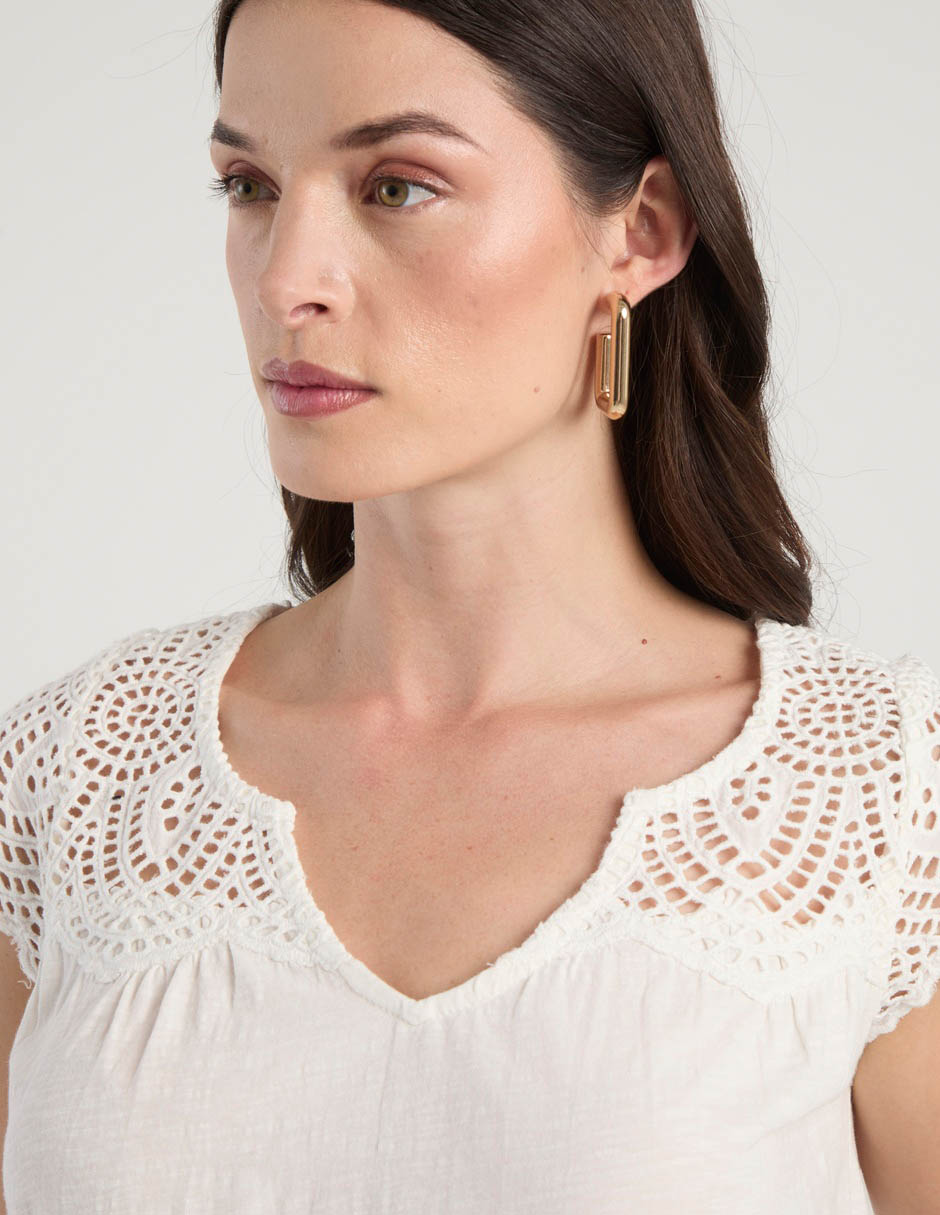 Blusa manga corta cuello v para mujer 4