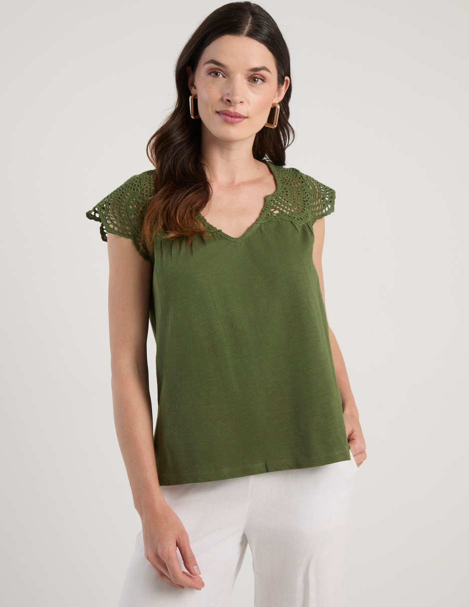 Blusa manga corta cuello V para mujer Blusa manga corta cuello V para mujer