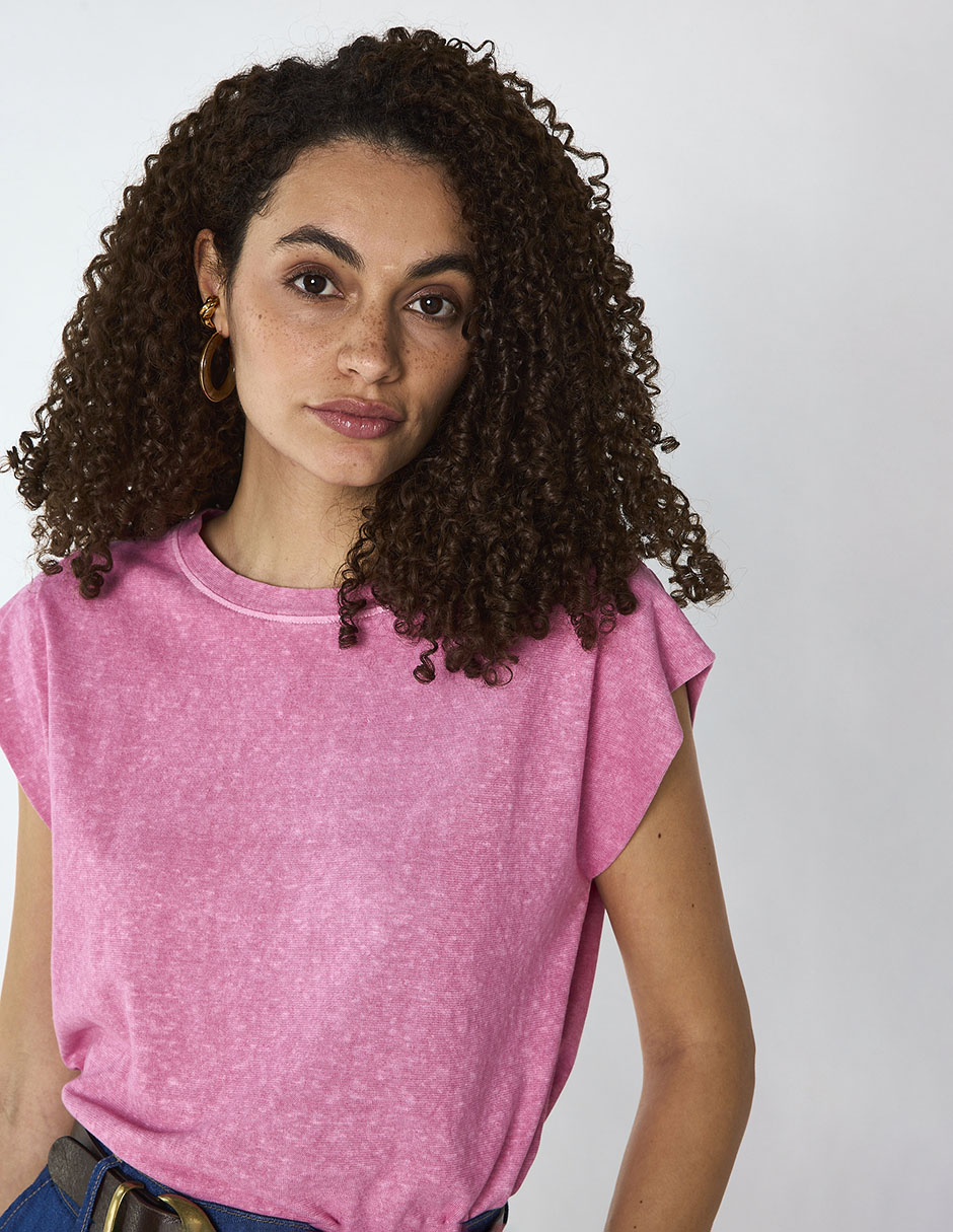 Playera manga corta Maison 123 cuello redondo para mujer