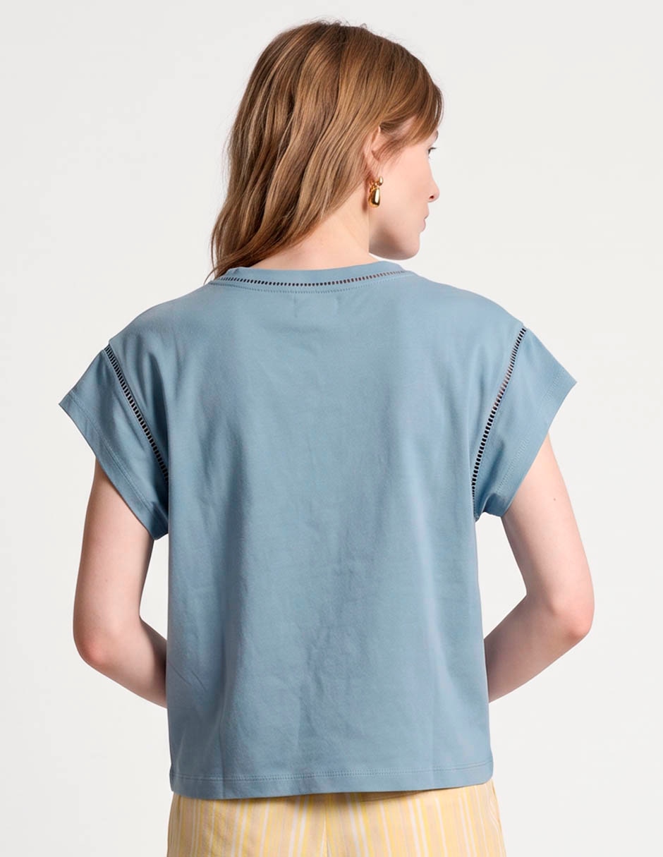 Blusa manga corta cuello redondo para mujer 2
