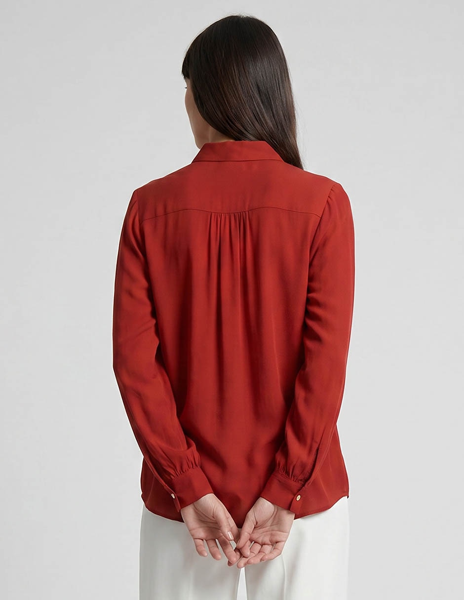 Blusa camisera Maison 123 manga larga para mujer