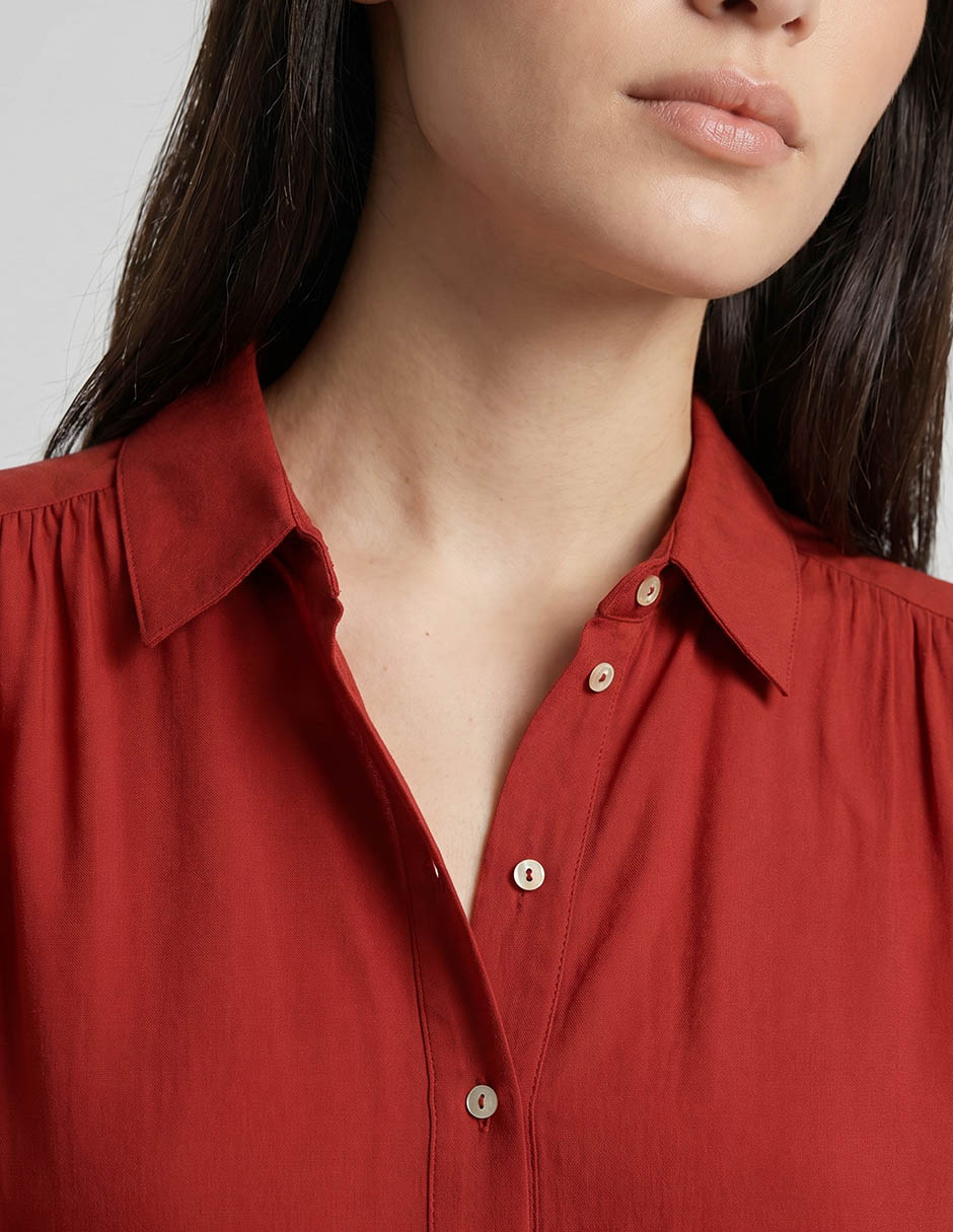 Blusa camisera Maison 123 manga larga para mujer