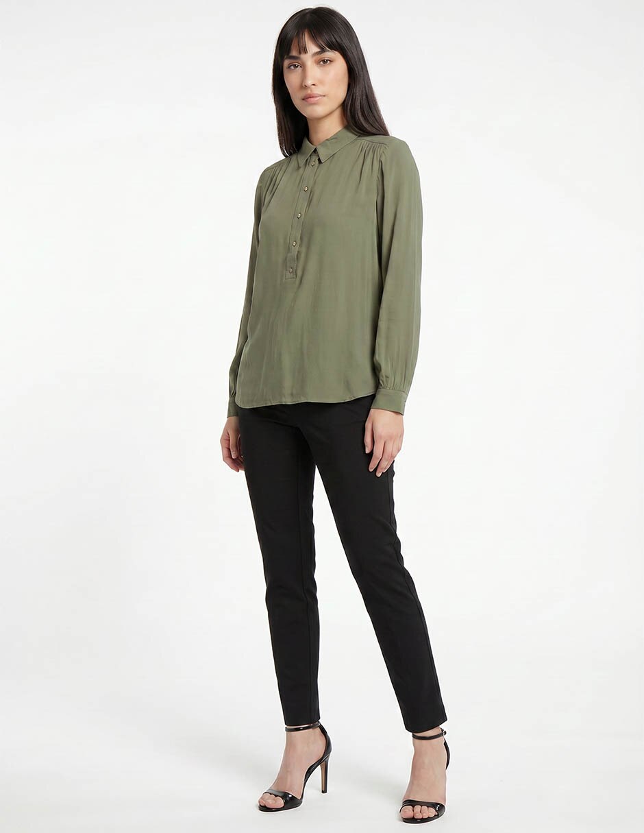 Blusa camisera manga larga para mujer 3